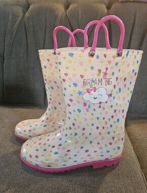 Kids Pink Polka Dot Rain Boots - Dream Big